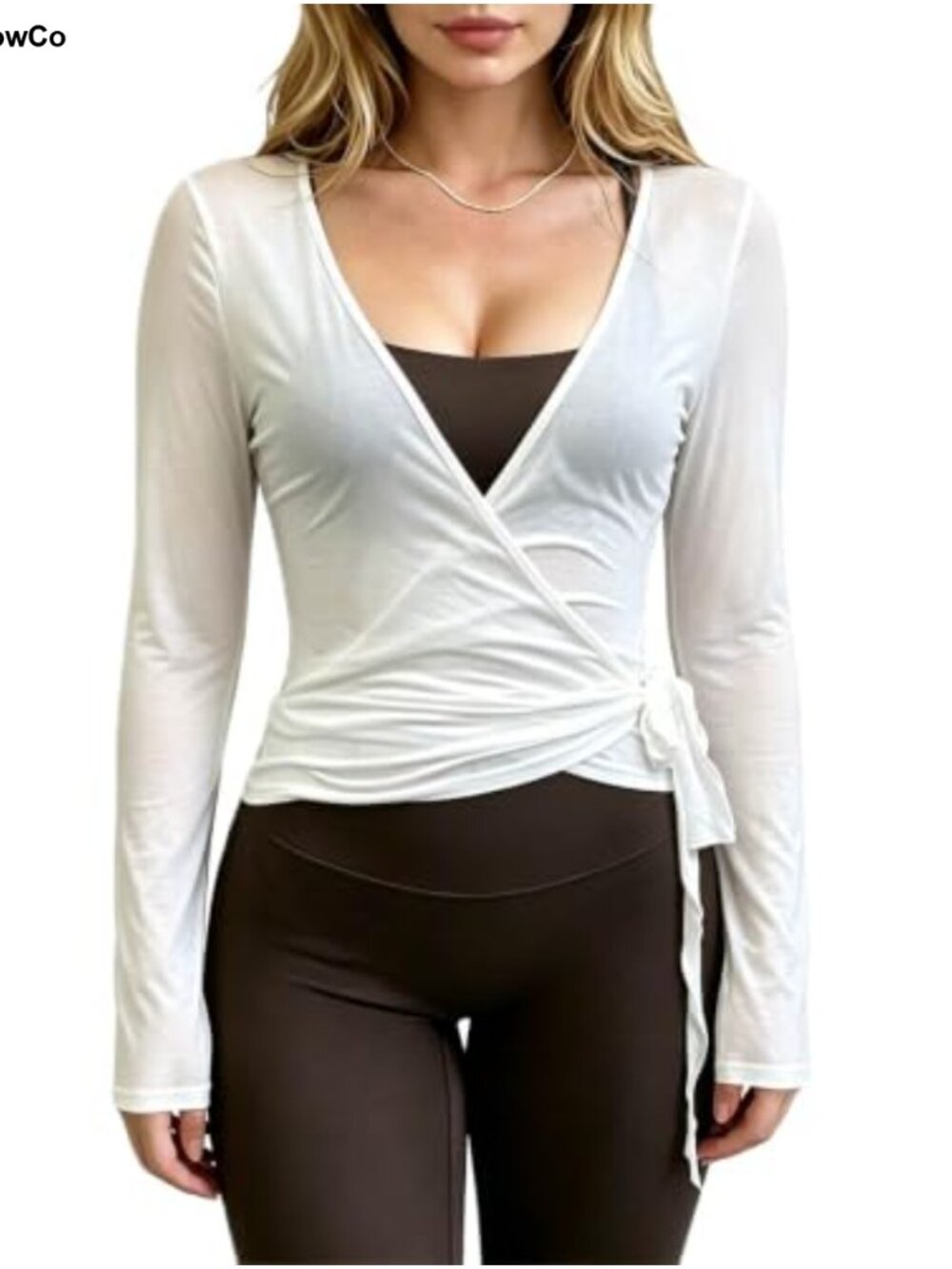 Long Sleeve Wrap Top Ballet Pilates Yoga Fitted 100% Polyester